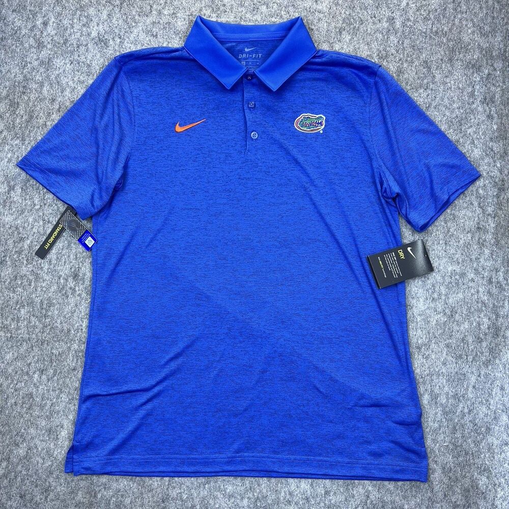Nike Men's Florida Gators Golf Polo Shirt Dri Fit NCAA Blue Embroidered Size M